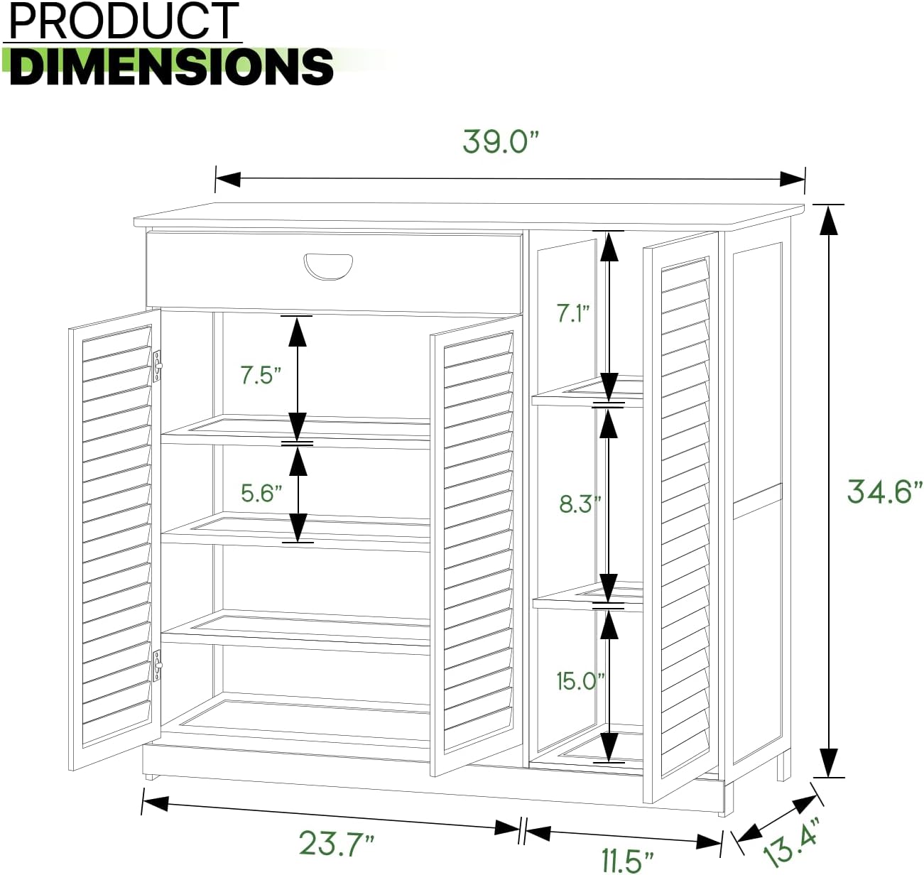Magshion 4 Tier Bamboo Shoe Storage Cabinet with Drawer & Shutter Door - Entryway Freestanding Shoe Cabinet Organizer Storage Rack Organizer Rack for Narrow Closet, Hallway, Living Room (Brown)