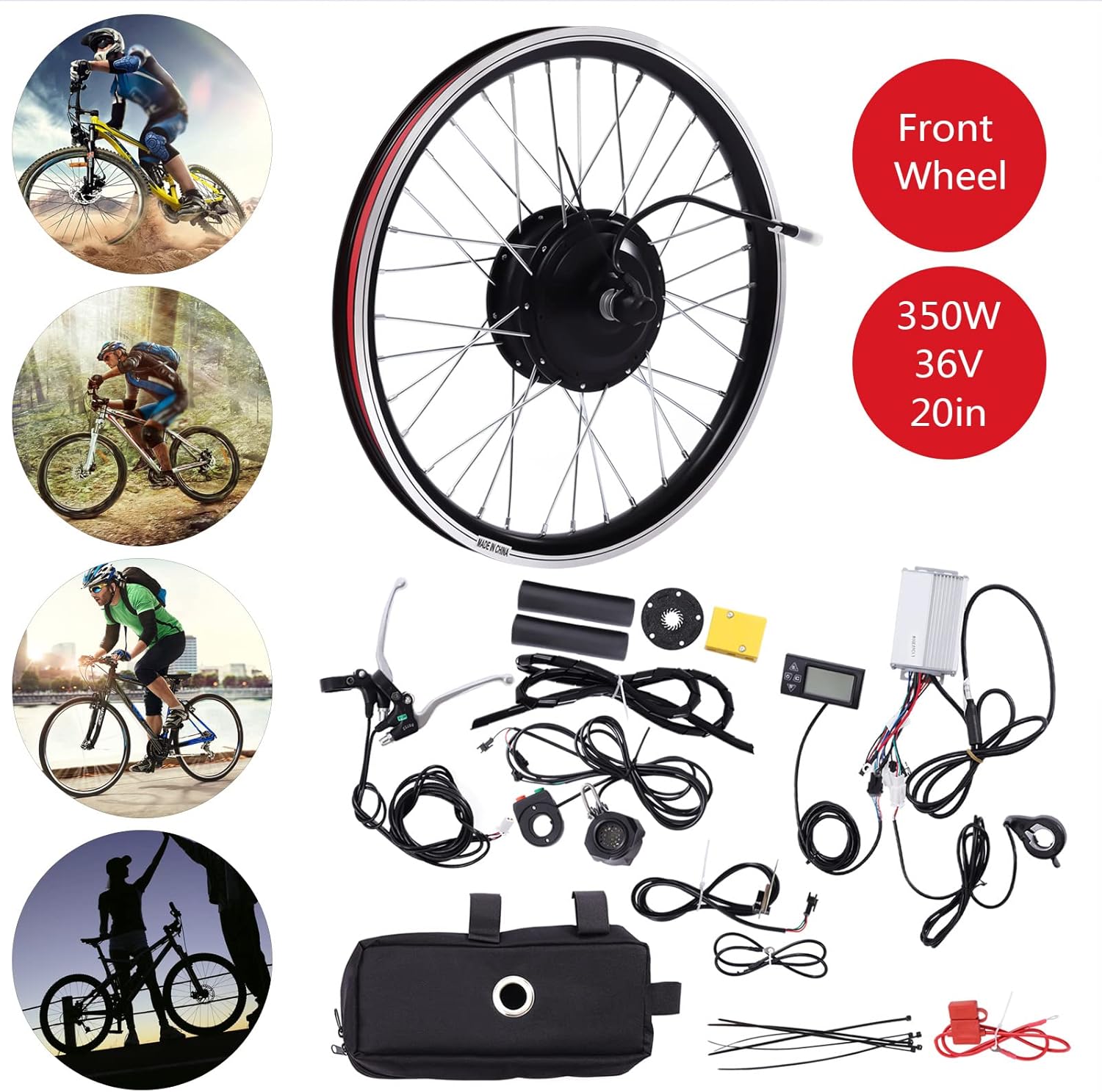 Electric Bike Conversion Kit 36V 350W Front Wheel Powerful Hub Motor E-Bike Conversion Kit with LCD Display Controller Ebike Kit
