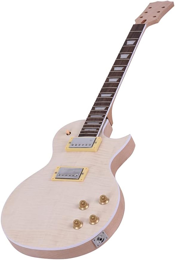 HHOP LP Style Unfinished Electric Guitar DIY Kit Set Mahogany Body & Neck Rose Wood Fingerboard