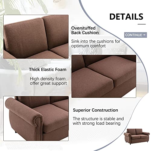 RUNNA Modern Linen Pull Out Sofa Bed Sleeper Sofa Bed with Twin Memory Foam Mattress,Convertible Sleeper Sofa Bed with Removable Backrest and Cushion,for Small Spaces (Gray)