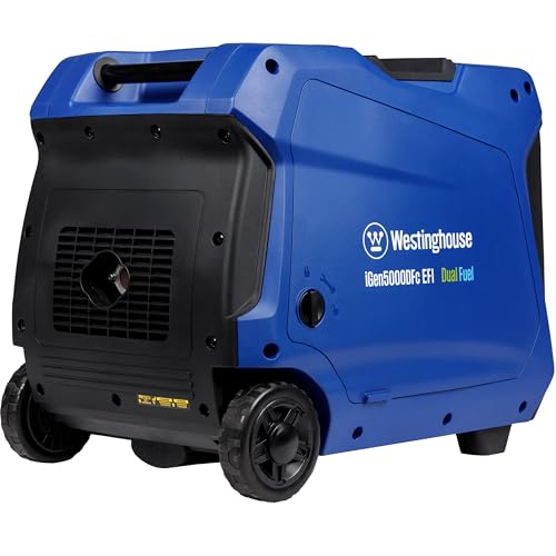 Westinghouse 5000 Peak Watt Super Quiet Dual Fuel Portable Inverter Generator, Remote Electric Start, Gas & Propane Powered, RV Ready 30A Outlet, Parallel Capable, Blue/Black