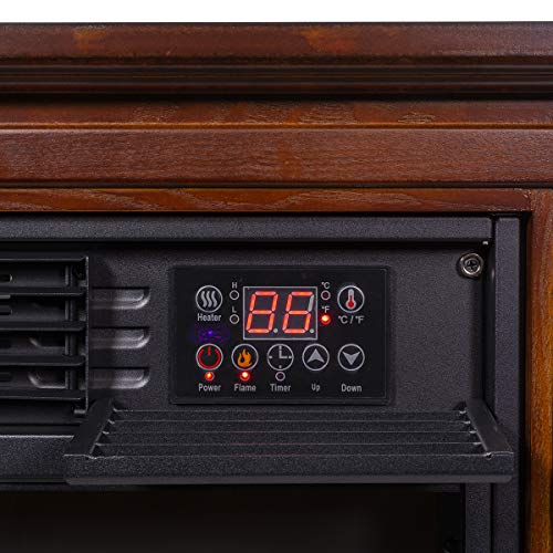 XtremepowerUS 1500W Electric Fireplace w/Remote & Timer Infrared Quartz Wheels Space Heater Wall Firebox Indoor Stove Room Fake Place