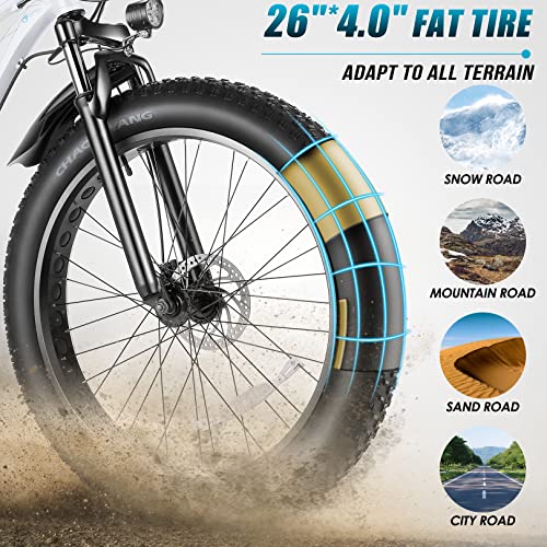 Vivi Electric Bike 26" x 4.0 Fat Tire Electric Bicycle, Peak 1000W Electric Mountain Bike, 25MPH Ebikes for Adults with 48V 13AH Removable Lithium-Ion Battery, Up to 60 Miles,UL 2849 Certified