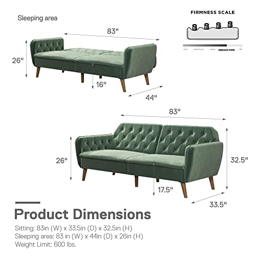 Novogratz Tallulah Memory Foam Futon, Convertible Couch, Camel Faux Leather
