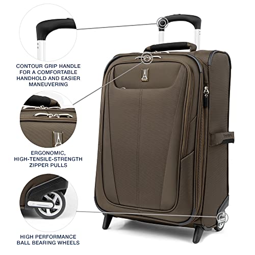 Travelpro Maxlite 5 Softside Expandable Upright 2 Wheel Carry on Luggage, Lightweight Suitcase, Men and Women, Burgundy, Carry On 22-Inch