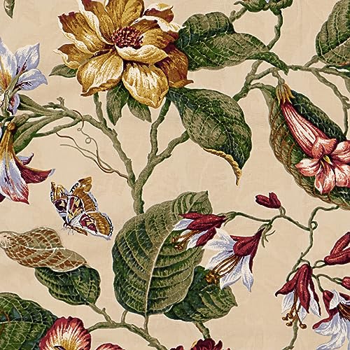 Waverly Laurel Springs Modern Farmhouse Floral 3-Piece Reversible Quilt Bedding Bedspread Set, King, Parchment