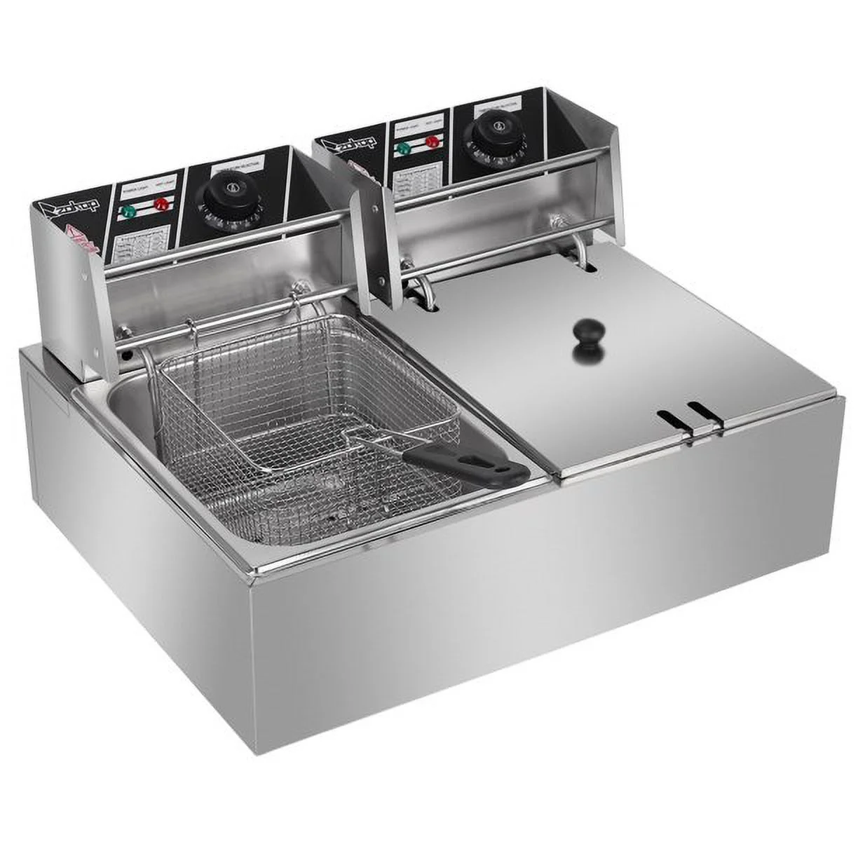 OTFitness Electric Fryer Commercial 12.7QT/12L 5000W Professional Electric Countertop Deep Fryer Dual Tank Stainless Steel for Restaurant