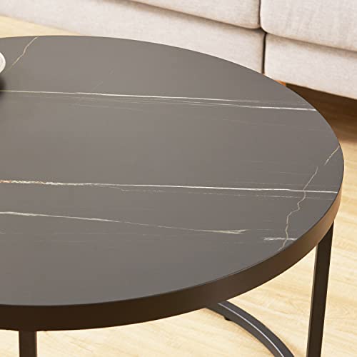 CENSI Natural Oak Round Coffee Table for Living Room, 31.5" Modern Wood and Metal Center Coffee Table with Extra Thick Tabletop (Light Wood)