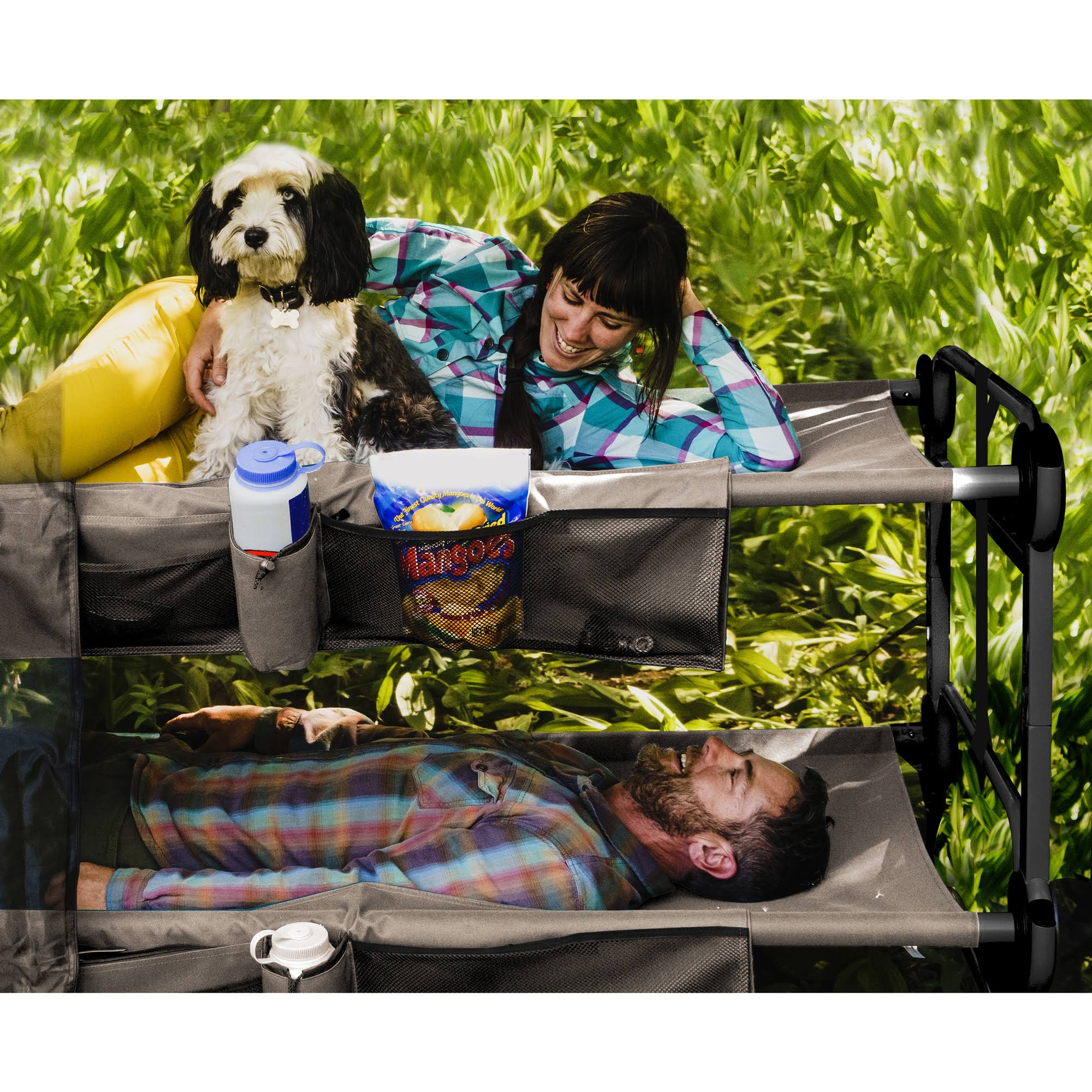 Disc-O-Bed Large Cam-O-Bunk Bench Bunked Double Camping Cot with Organizers, Tan