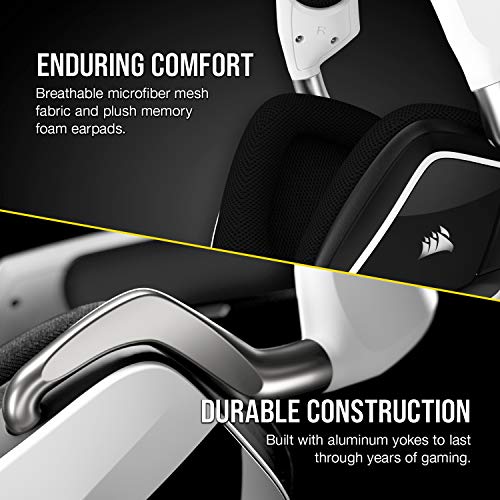 CORSAIR VOID RGB ELITE Wireless Gaming Headset – 7.1 Surround Sound – Omni-Directional Microphone – Microfiber Mesh Earpads – Up to 40ft Range – iCUE Compatible – PC, Mac, PS5, PS4 – White