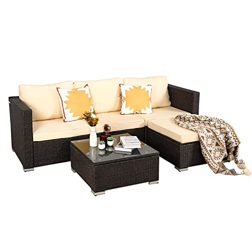 Oversize 5 Piece Patio Furniture Set,Outdoor Sectional Furniture,Patio Conversation Sets,Wicker Patio Furniture Sets,Porch Furniture Set,Outdoor Couch Patio Furniture,Rattan Outdoor Furniture