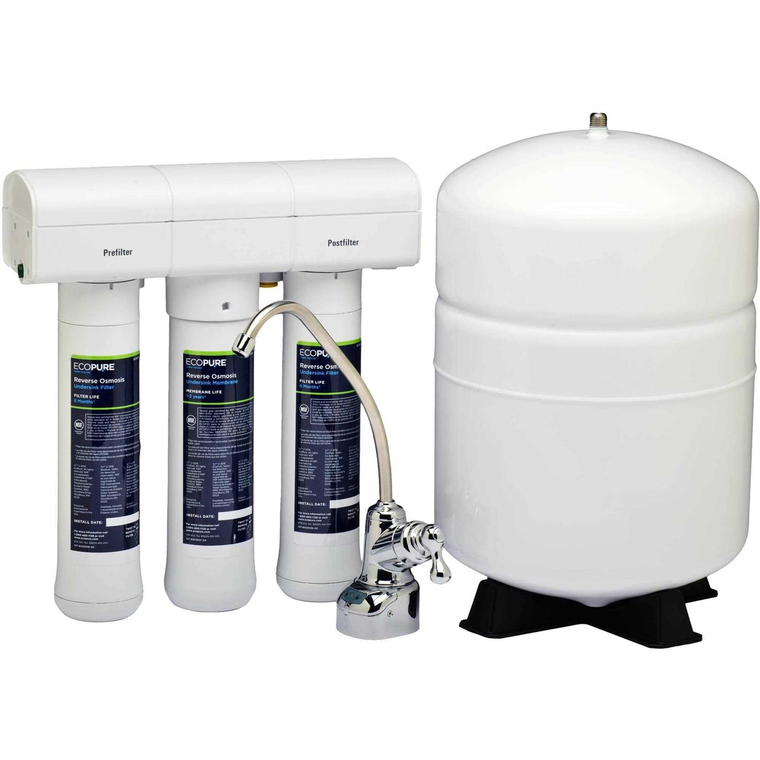 EcoPure Reverse Osmosis Under Sink Water Filtration System