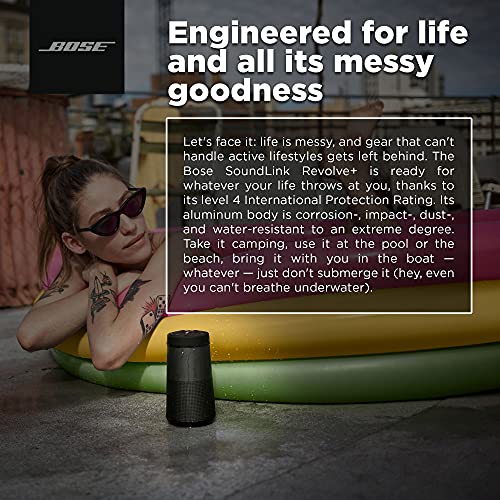 Bose SoundLink Revolve+ (Series II) Bluetooth Speaker, Portable Speaker with Microphone, Wireless Water Resistant Travel Speaker with 360 Degree Sound, Long Lasting Battery and Handle, Black