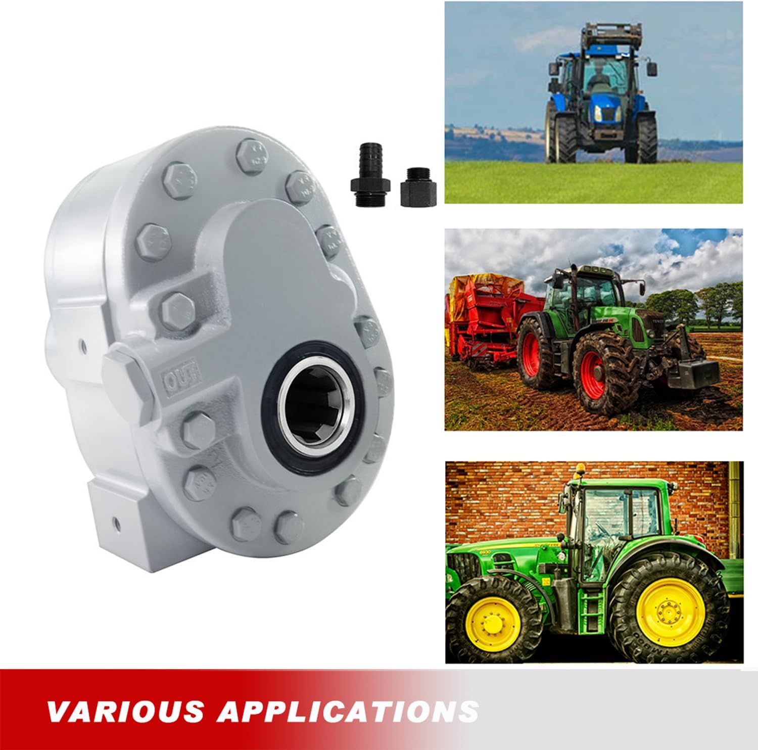 Kewam Hydraulic PTO Pump 11GPM 540 RPM 2250PSI, Inlet and SAE12 Outlet, Hydraulic Power Take Off Pump 6 Teeth SAE16 for Tractor and Trucks