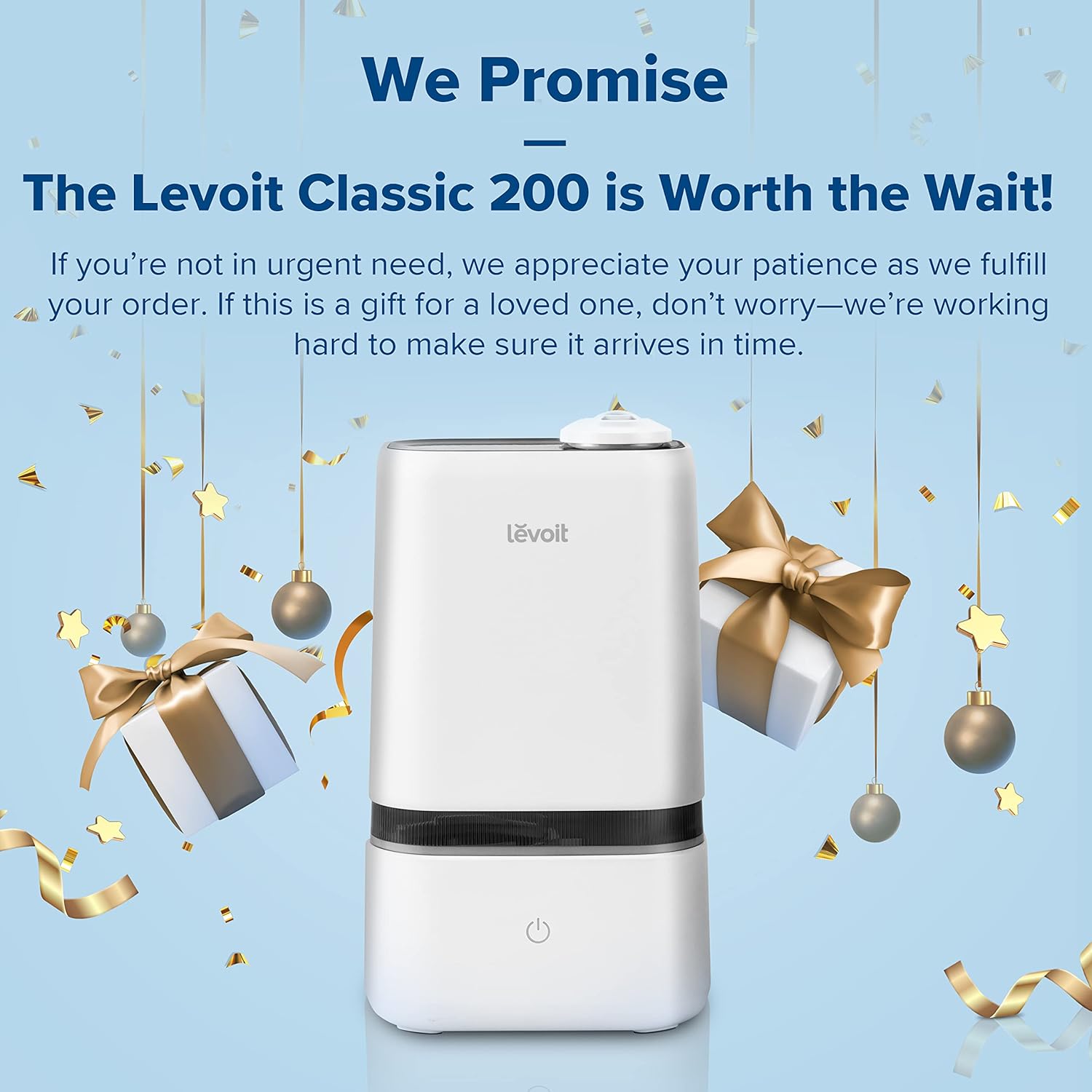 LEVOIT Humidifiers, Gray & Humidifiers for Bedroom, 4L Ultrasonic Cool Mist Air Vaporizer for for Large Room Babies, Essential Oil Tray, Quiet Operation, Auto Shut-Off, Lasts up to 40 Hours, Gray