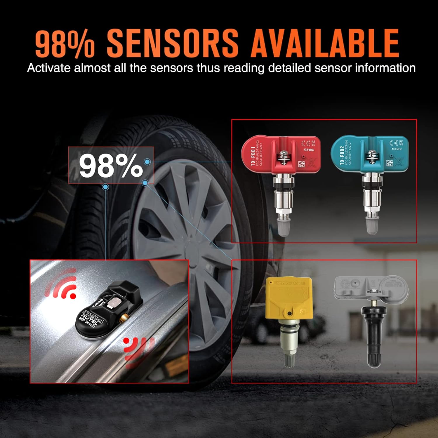 Autel MaxiTPMS TS508 TPMS Relearn Tool, 2022 TPMS Programming Tool for MX-Sensors (315/433 MHz) TPMS Relearn/Activate All Sensors, TPMS Scan Tool Read/Clear DTCs, TPMS Reset (Upgraded of TS408/501)