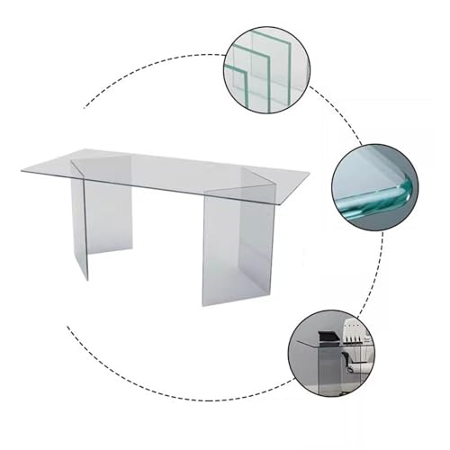 Minimalist Boss Desk Office Desk Light Luxury Tempered Glass Computer Home Desk Acrylic Modern Table Writing Desk(220 * 80 * 75cm) (One Color 220 * 80 * 75cm)