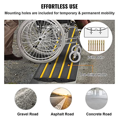 VEVOR Curb Ramp for Driveway, 2 Pack Heavy Duty 32000 lbs Weight Capacity Car Ramp, 2.6 inch High Curbside Bridge Ramps for Loading Dock Garage Sidewalk,Expandable Full Ramp Set