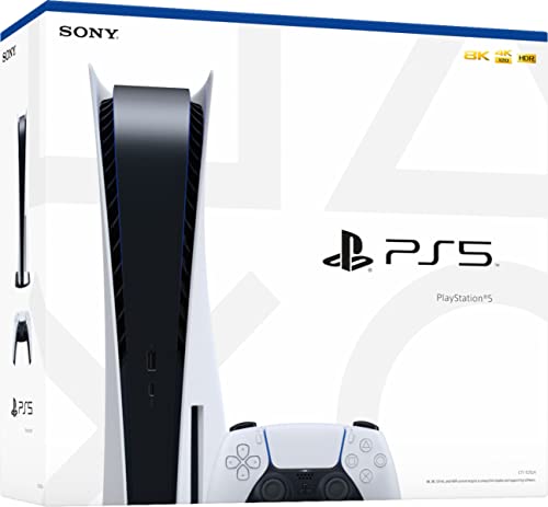 Playstation 5 Disc Version PS5 Console - 4K-TV Gaming, 120Hz 8K Output, 16GB GDDR6, 825GB SSD, WiFi 6, Bluetooth 5.1.