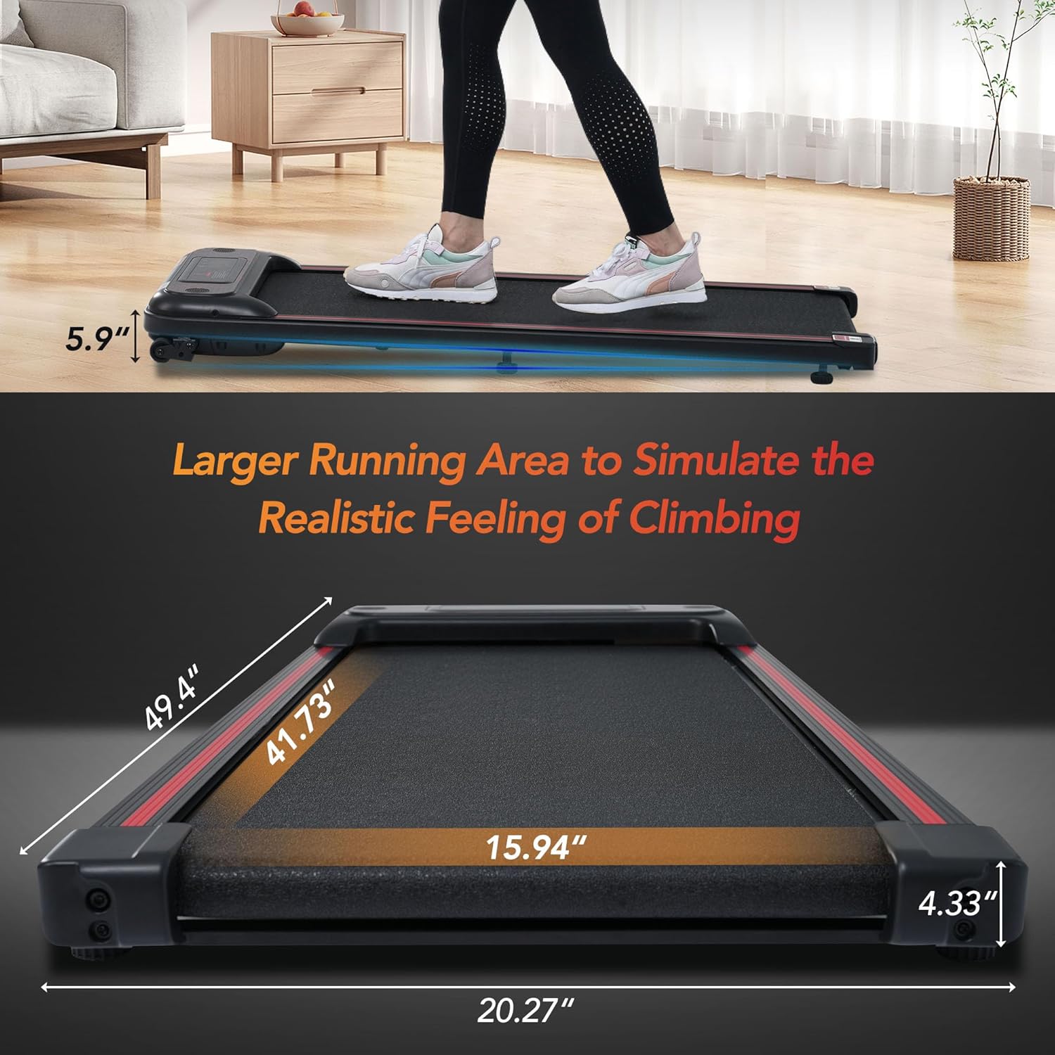 Walking Pad, 2-in-1 2.5HP Treadmill Under Desk Space-Saver for Home & Office, Powerful yet Quiet with Bluetooth Speaker & LED Display, 265lbs Capacity & Remote Control
