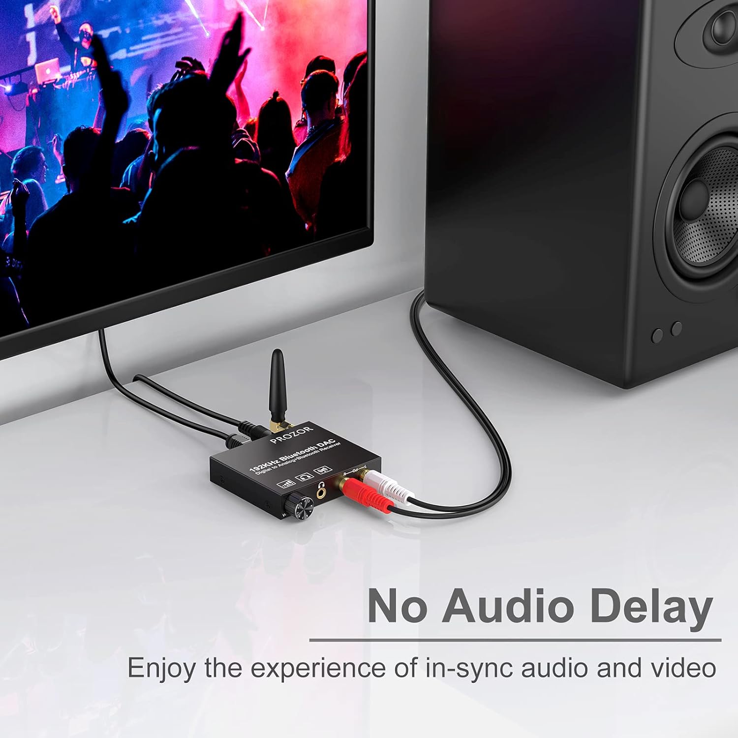 PROZOR 192kHz Digital to Analog Audio Converter with 5.0 Bluetooth Receiver, Optical Coaxial Bluetooth Digital Audio to Stereo Analog RCA & 3.5mm