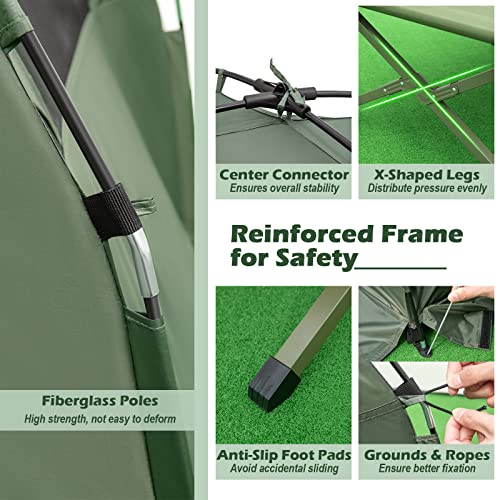 BANGTANE Tent Cot for Camping, All-in-1 Folding Tent Combo w/Air Mattress, 2 Sleeping Bags, Carry Bag & Foot Pump, Off Ground Travel Cot for Hiking, Backpacking, Fishing & Picnic