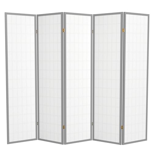 Red Lantern 6 ft. Tall Window Pane Shoji Screen-Natural-4 Panels Room Divider