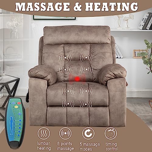Power Lift Chair Lay Flat Recliner Infinite Position Electric Dual Motor Stand Up Lift Chair with Massage and Heat for Adults,Heavy Duty Recliners with 2 Remote Controls and Two Cup Holders