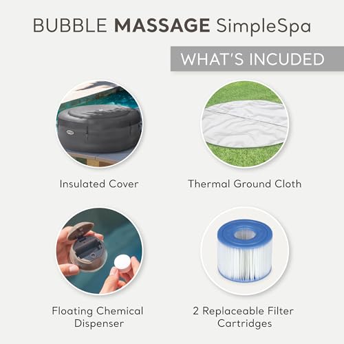 INTEX SimpleSpa Inflatable Hot Tub, 6 Person Jet Massage Spa with Built-in Pump and Cover - Portable Outdoor Tub with Bubble Jets for Home, Backyard, and Patio