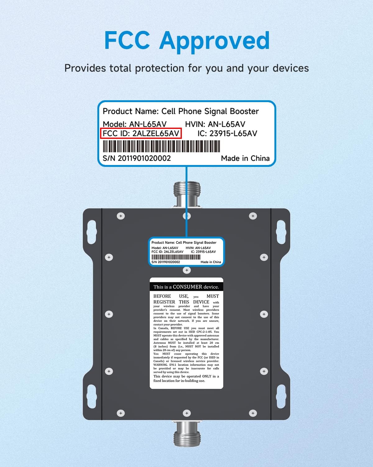 Cell Phone Signal Booster for Verizon and AT&T | Up to 4,500 Sq Ft | Boost 4G LTE 5G Signal on Band 12/13/17 | 65dB Dual Band Cellular Repeater with High Gain Antennas | FCC Approved