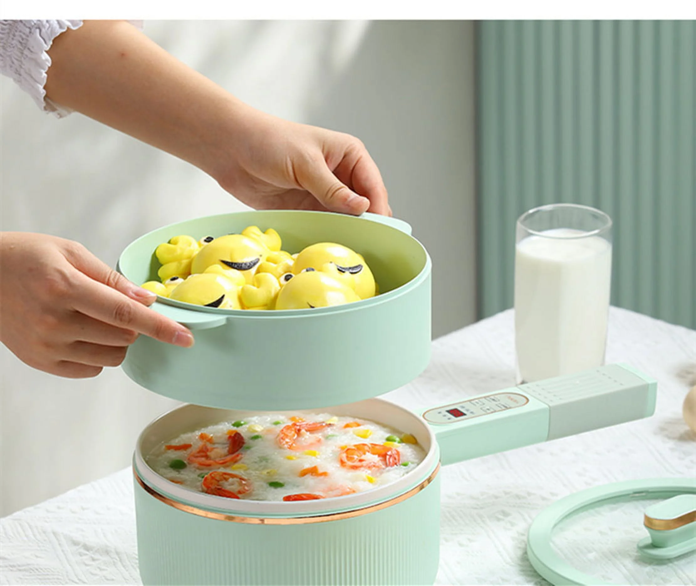 Electric Hot Pot Cooker Steamer 2.0 Multifunctional Non-stick Pan - Dormitory Office Portable Ramen Cooker Steamer Boil Dry Protection