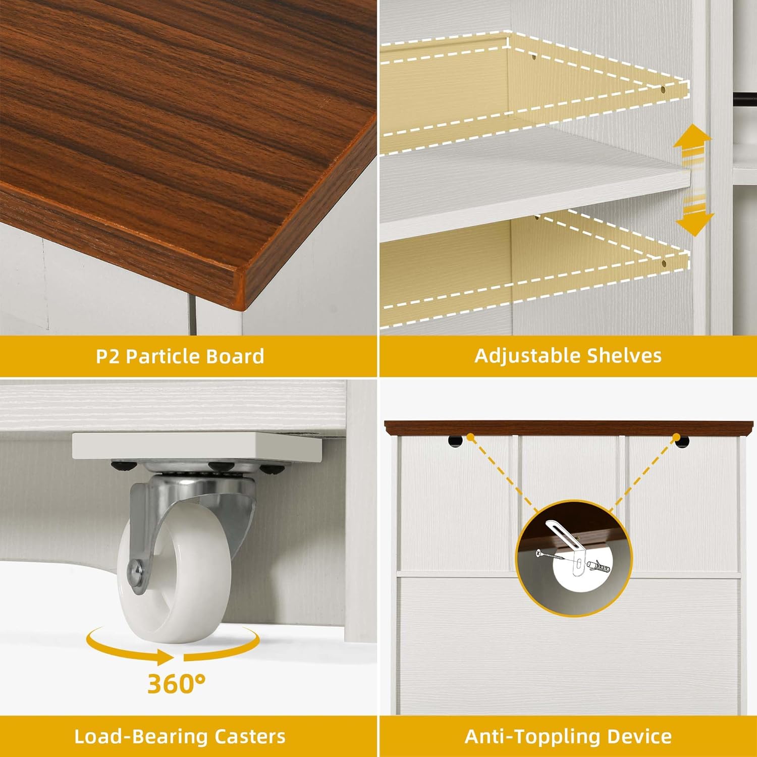 DWVO Kitchen Pantry Cabinet, Storage Cabinet with Trash Can, Tilt-Out Trash Can Cabinet, Tall Kitchen Cabinet, White Oak