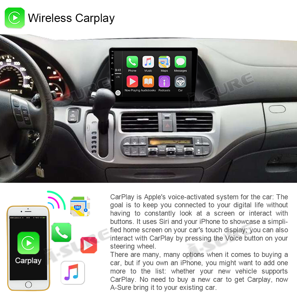 Android Car Stereo Radio 2+32G Navi GPS Wifi CarPlay for Honda Odyssey 2005-2010