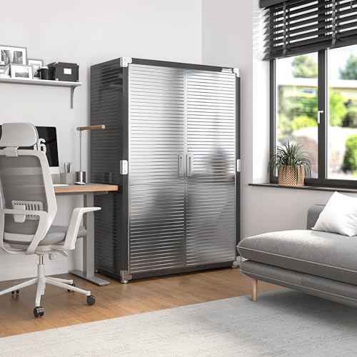Seville Classics UltraHD Solid Steel Lockable Metal Storage Cabinet Locker Organizer, w/Adjustable Shelves for Garage, Warehouse, Office, Classroom, Granite, 48" W x 24" D x 72" H