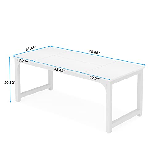 Tribesigns Modern Computer Desk, 63 x 31.5 inch Large Executive Office Desk Computer Table Study Writing Desk Workstation for Home Office, Spliced Desktop, White