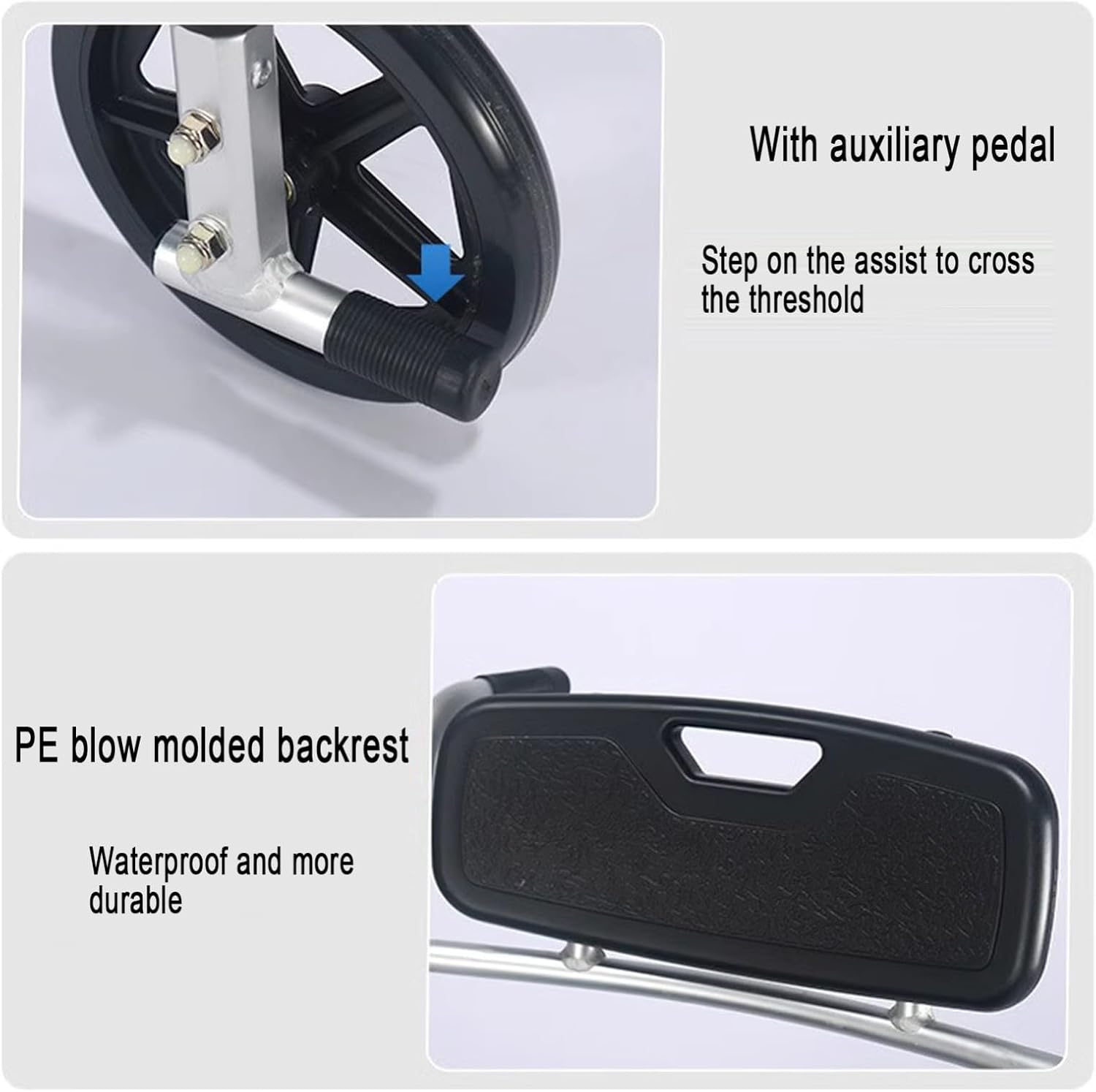 4 in 1 Shower Wheelchair, Portable Shower Chair with Wheels, Bedside Commode Chair, Waterproof Shower Commode Chair for Elderly