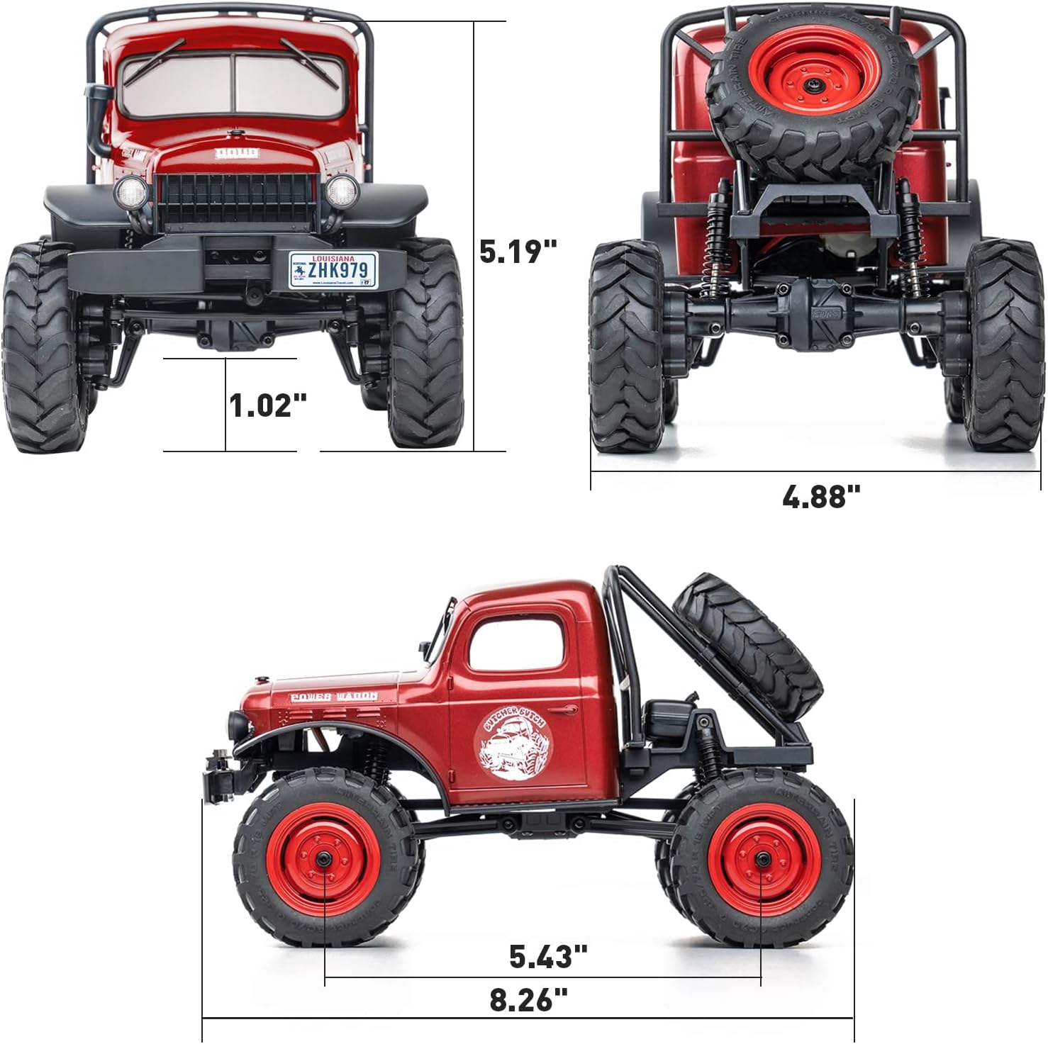 BEEZRC FMS RC Crwaler 1/24 Scale FCX24 Power Wagon RTR 4WD 2.4GHz 3CH Offroad RC Car Model Vehicle Hobby Grade Remote Control Car(Red)