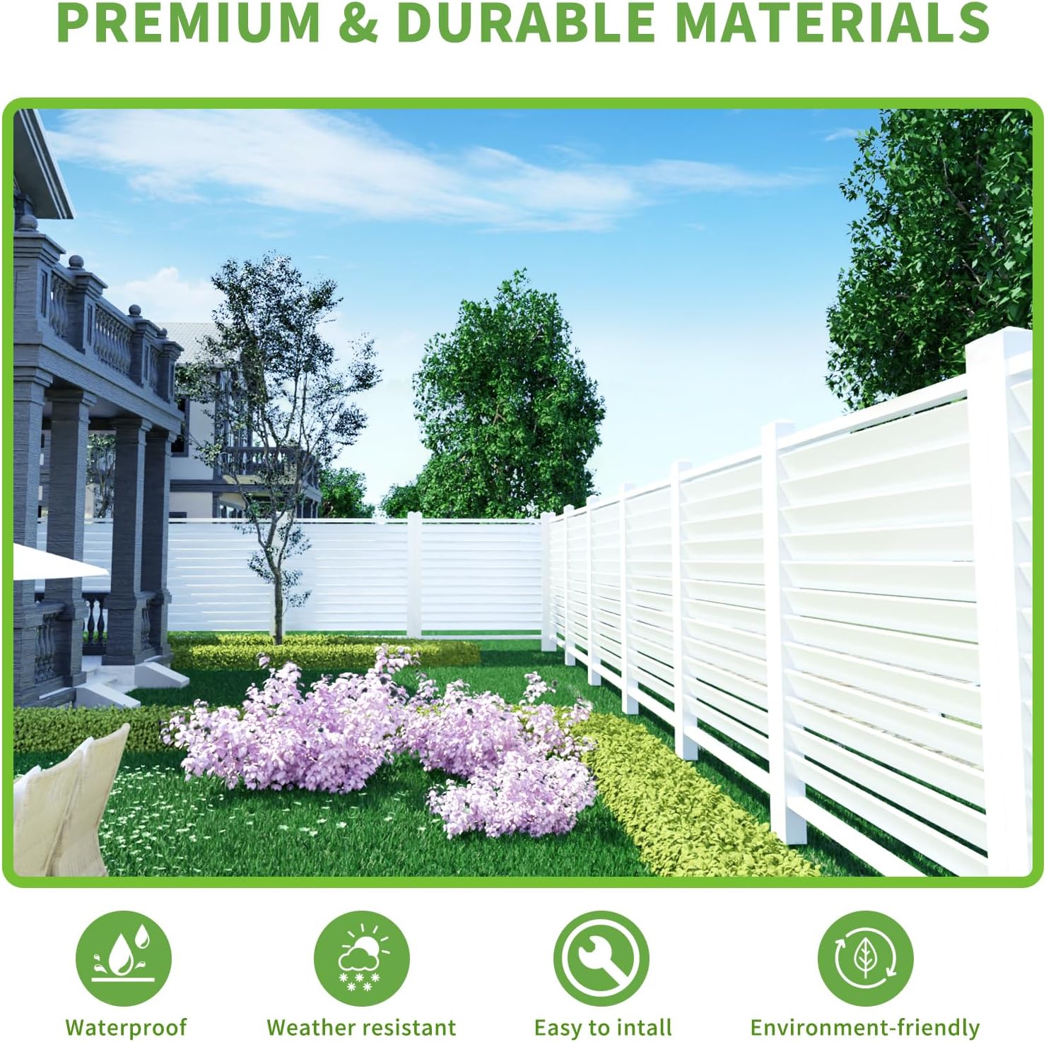 Air Conditioner Fence Outdoor Privacy Screen 48" W X 48" H 2 Panels Privacy Fence Panels for Outside Vinyl Privacy Fence for Yard, Pool Equipment Enclosure Trash Can Screens for Outdoor, Louvered