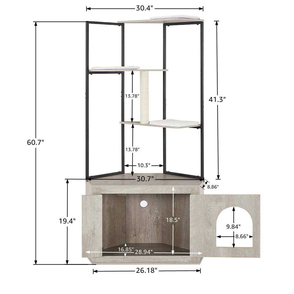 UniPaws Corner Box Enclosure with Cat Tree Tower Cat Litter - Pet Supplies online store