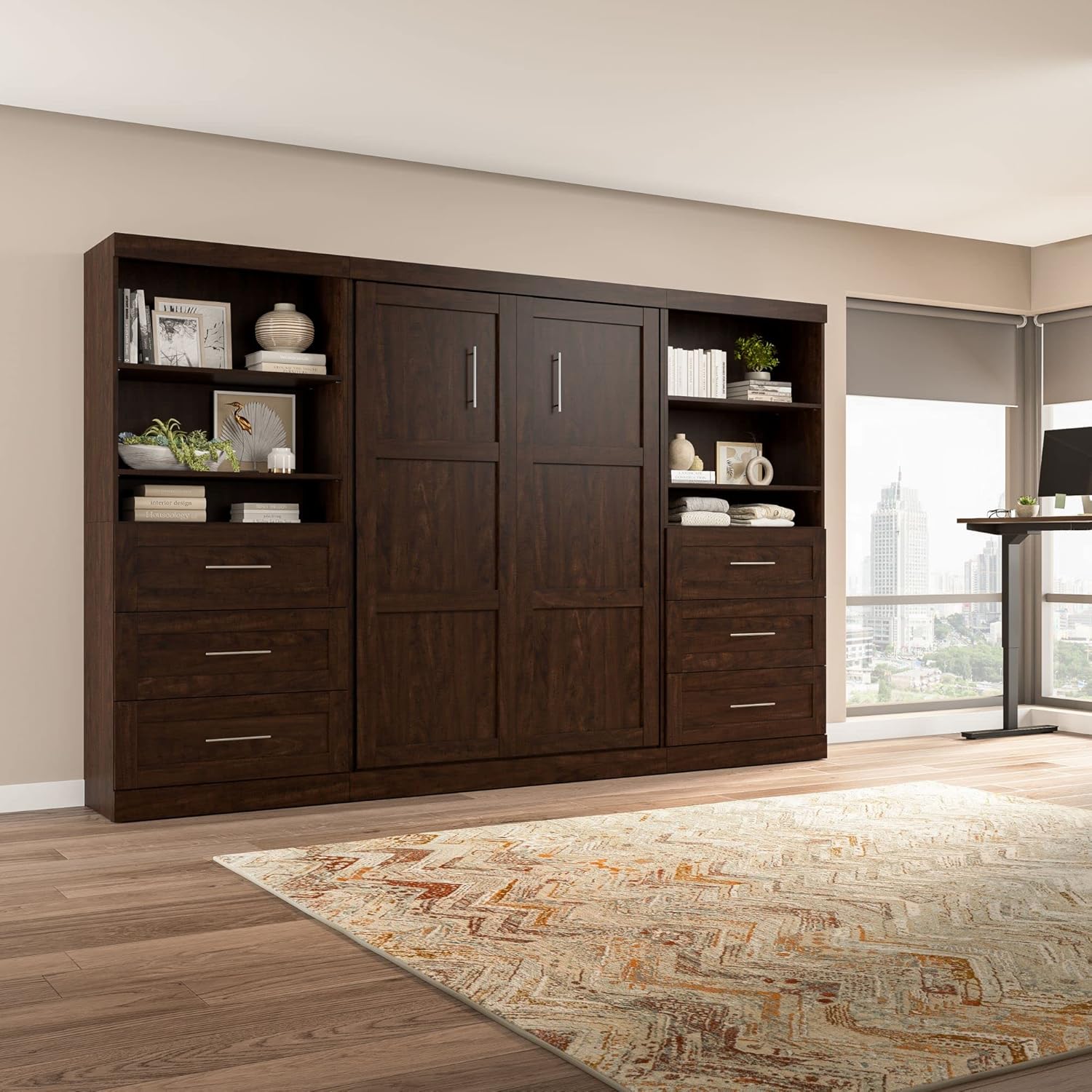 BESTAR Pur Murphy, Space-Saving Wall Bed for Multi-purpose Room, FULL, Chocolate