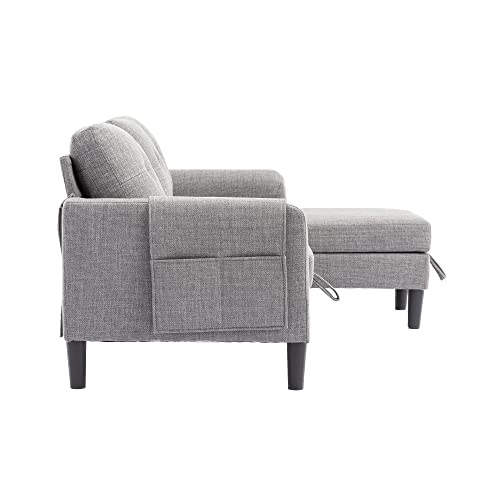 Modular Sectional Sofa with Storage Chaise, Pull Out Sleeper Sofa Bed with Chaise, Comfy L Shaped Convertible Sleeper Couch with Pocket Sectional 3 Seat Couch for Living Room Home Office
