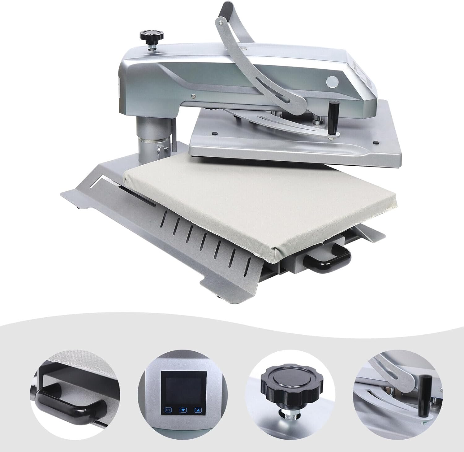 Auto Open Heat Press Machine, 16x20 Inch Clamshell Heat Press Auto Open, Digital Clam Heat Press for T Shirts Bags Mouse Pads More, Home Heat Transfer Machine for Gifts Business, silvery