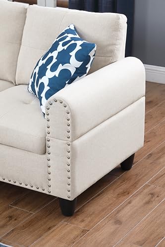 Sleeper Sofa, 3 Piece Upholstered Lien Sectional Sofa Bed with USB Port Cup Holder, Pull Out Couch Bed with Storage Chaise for Living Room, Sofa Sleeper Convertible L shape Couch, Blue Couch