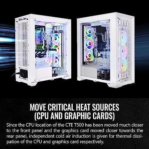 Thermaltake CTE T500 TG ARGB E-ATX Full Tower with Centralized Thermal Efficiency Design; 3x140mm CT140 ARGB Fans Pre-Installed; Tempered Glass Front & Side Panel; CA-1X8-00F1WN-01; White