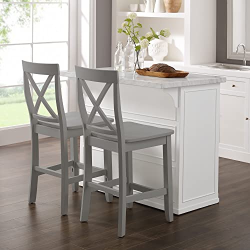 Crosley Furniture Cutler Kitchen Island with Faux Marble Top, White
