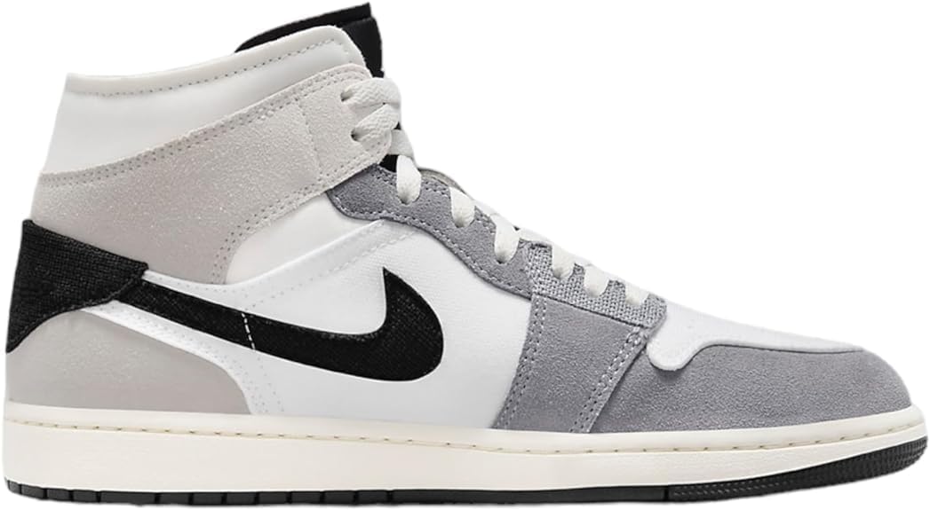 Jordan Mens Air 1 Mid Se Craft Cement Grey - Cement Grey/White/Tech Grey/Black - Size 10.5