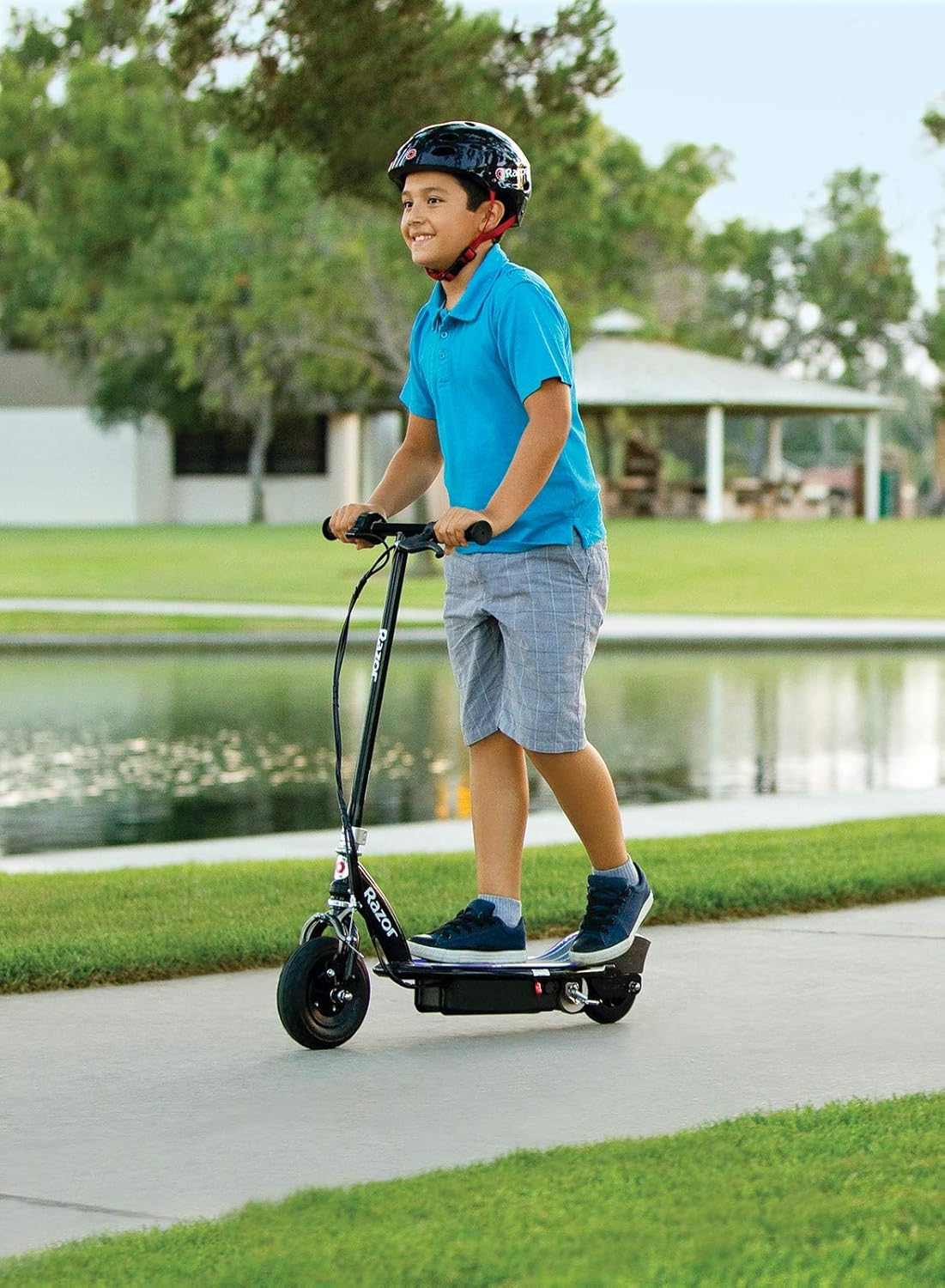 Razor Pocket Mod Petite - 12V Miniature Euro-Style Electric Scooter for Ages 7+, 100-watt Motor, Up to 40 min Ride Time & E100 Electric Scooter for Kids Ages 8+ - 8" Pneumatic Front Tire