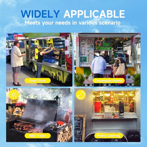 Concession Window, 36" x 36" Aluminum Alloy Food Truck Service Window with 4 Screen Windows & Awning Door & Drag Hook, Up to 80 Degrees Serving Window for Food Truck Concession Trailer