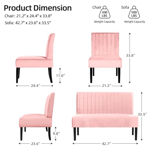 STHOUYN 3 Piece Living Room Furniture Sets, 3 Seat Couch and Loveseat with 2 USB, Single Sofa Accent Chair, Modern Small Couches for Small Spaces, Bedroom, Apartment (Dark Grey)