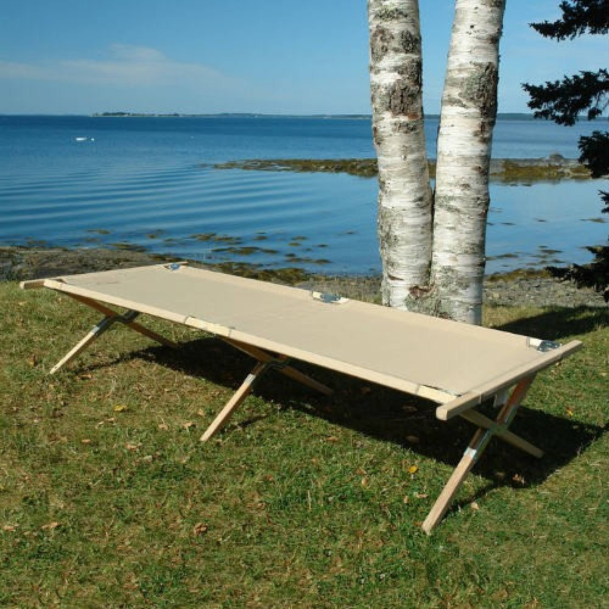 30 x 84x22 Tan Heavy Duty Wood Frame Portable Camping Cot Bed
